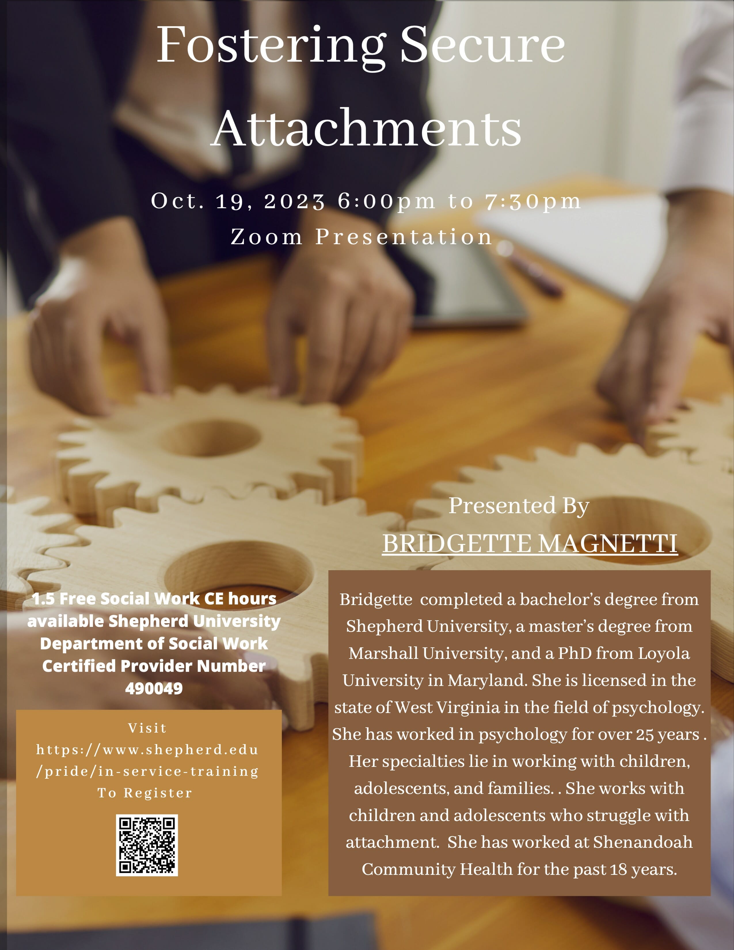 Flyer for Fostering Secure Attachments Event