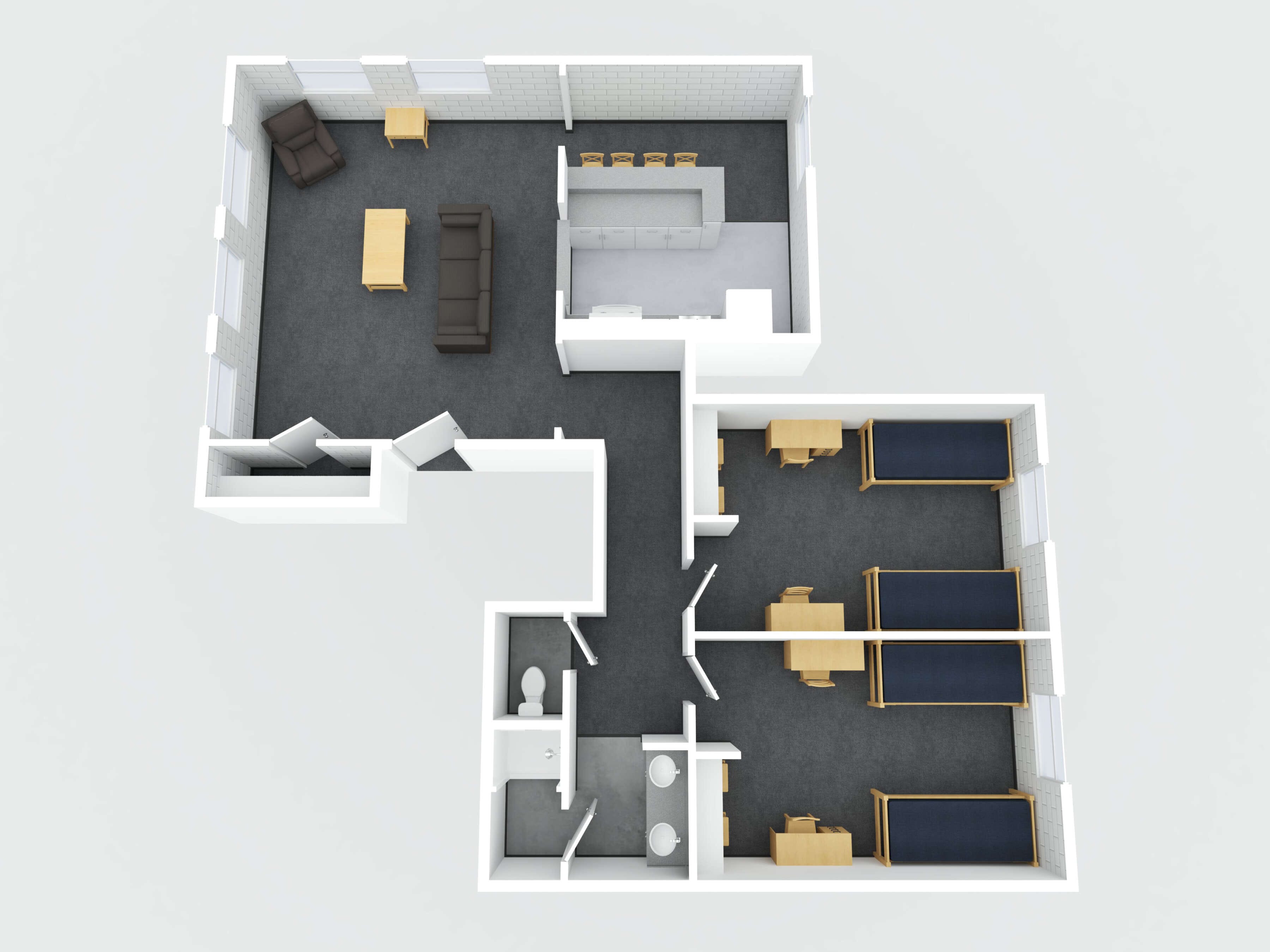 3D image render of an apartment deluxe suite