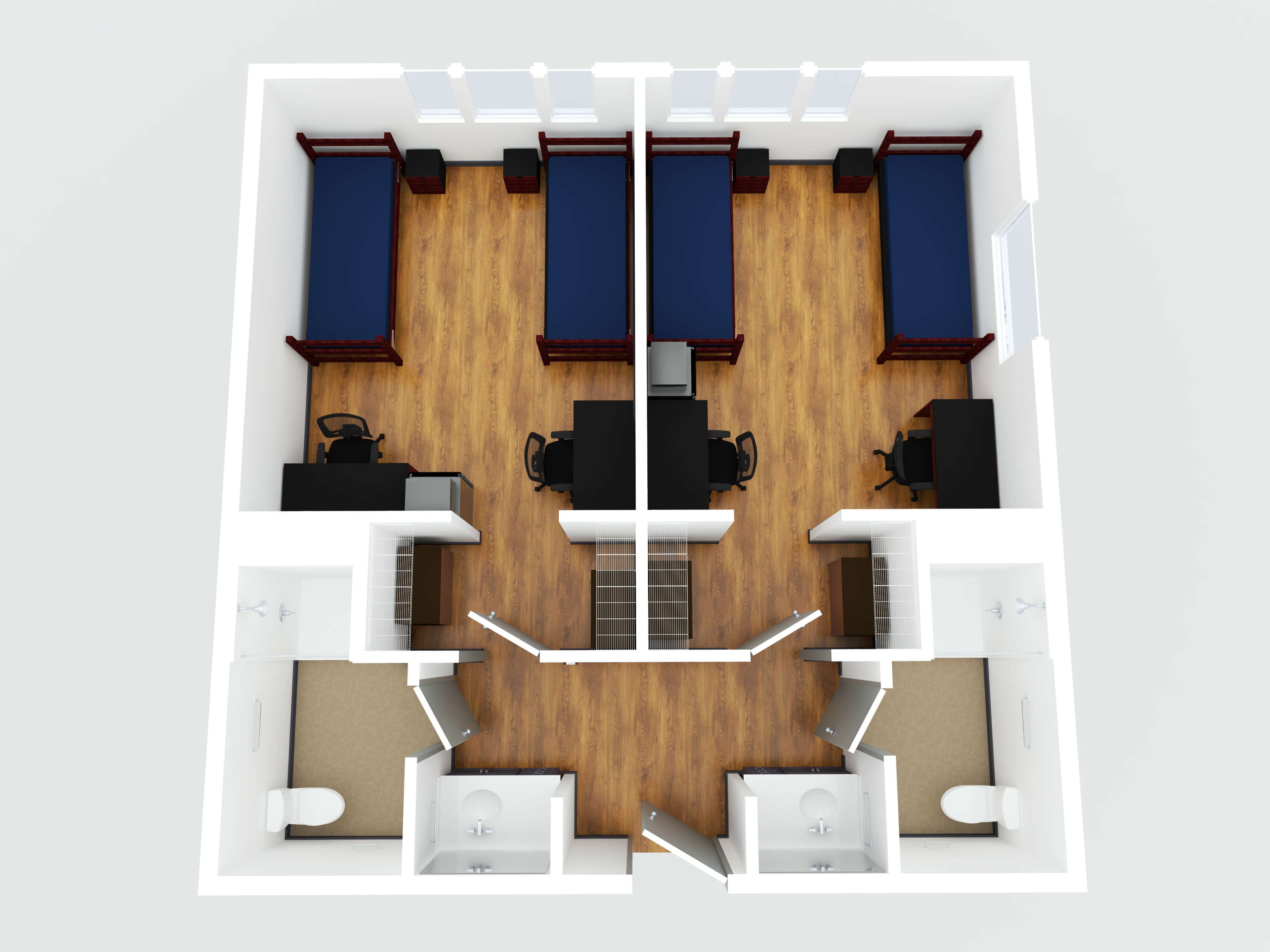 3D image render of a potomac place double occupancy room
