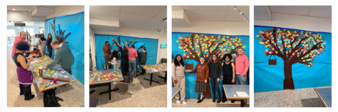 Four pictures of staff and students creating a tree of trusted invdividuals.