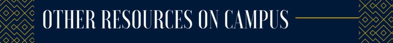 blue background, text that reads "other resources on campus"