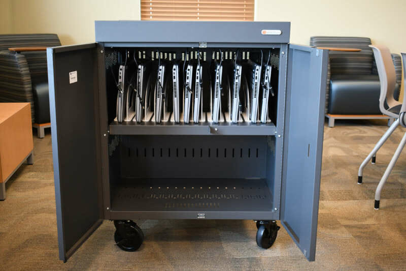 Computer cart and laptops donated to Martinsburg Center by West Virginia Veterans Upward Bound.
