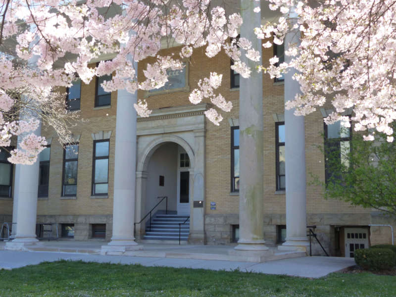 Springtime outside of Knutti Hall