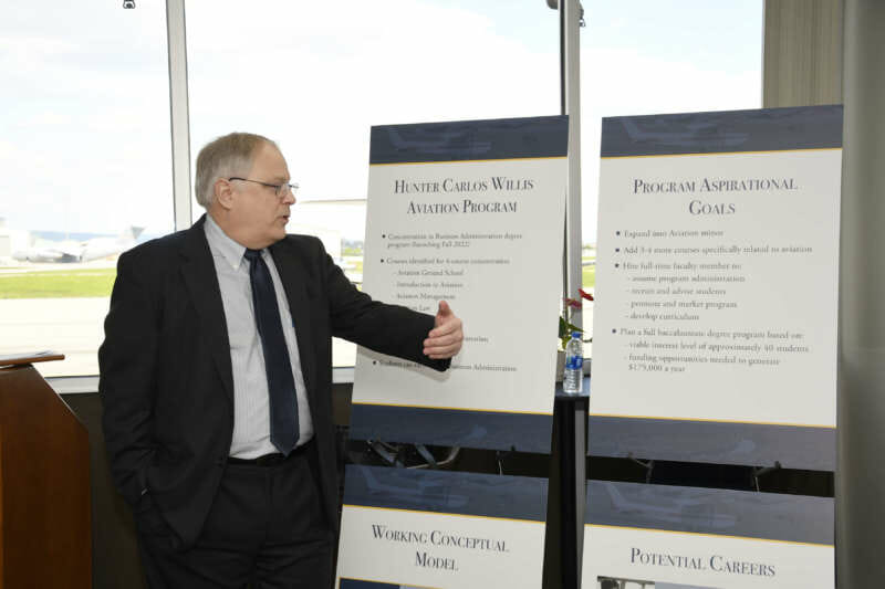Dr. Ben Martz, interim provost, explains plans for future development of the Hunter Carlos Willis Aviation Program.