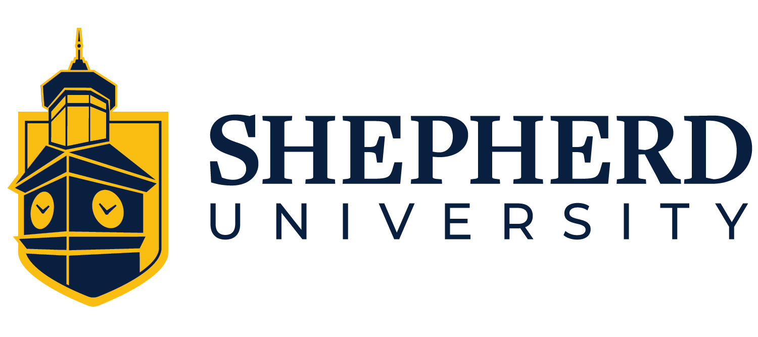 navy and gold clock tower icon Shepherd University