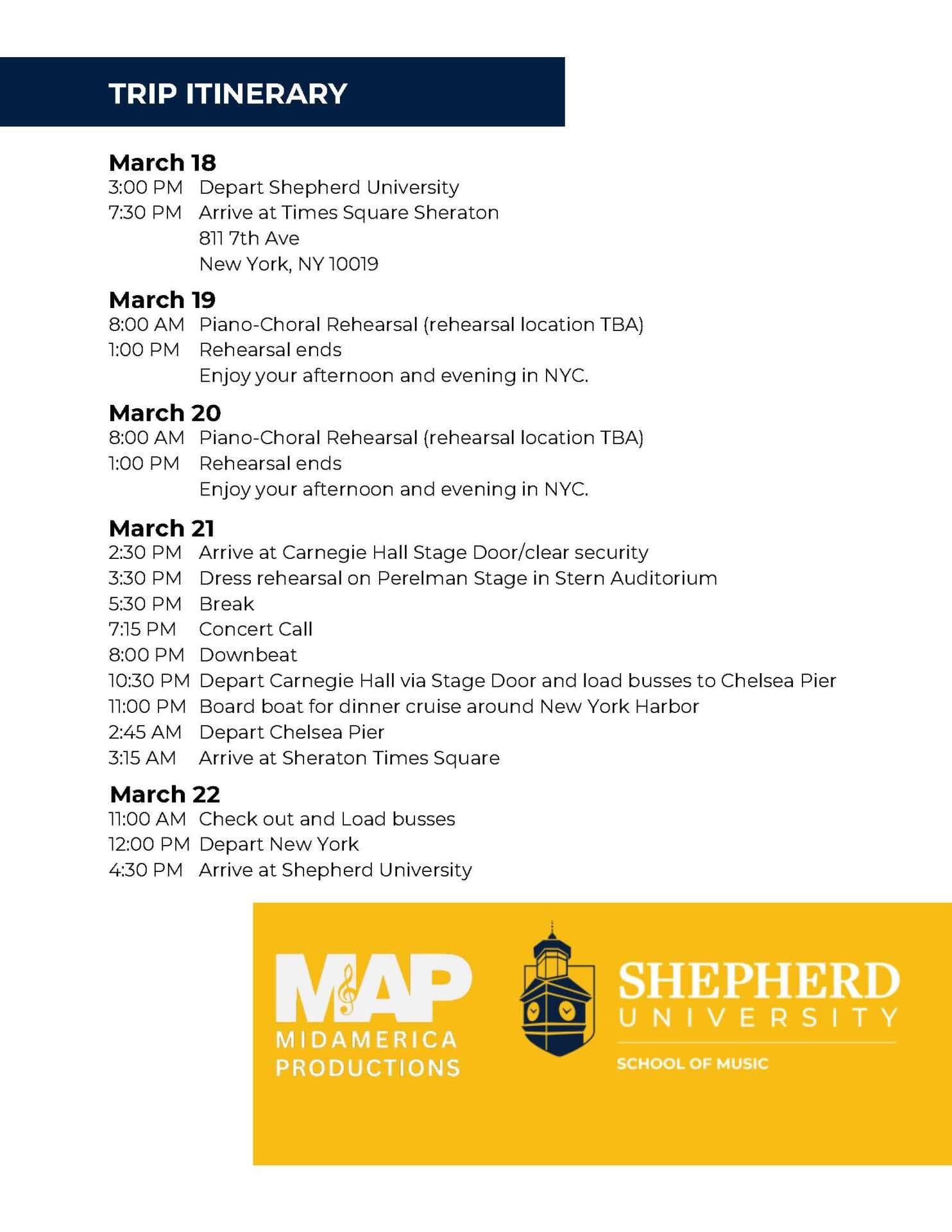 NYC Trip itinerary
