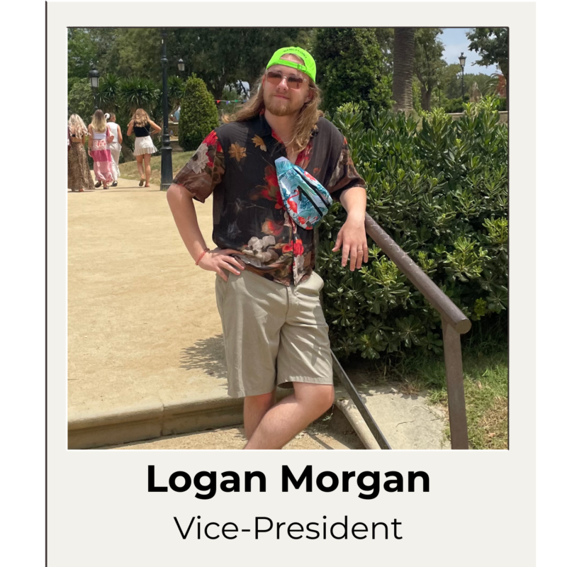 Logan Morgan (SGA VP) standing on a steps outdoors.