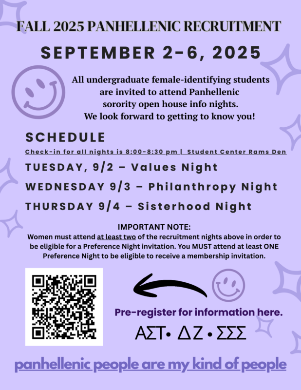 Panhellenic Recruitment Evetns flyer 