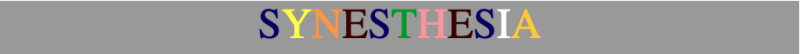 The word synesthesia in colored letters