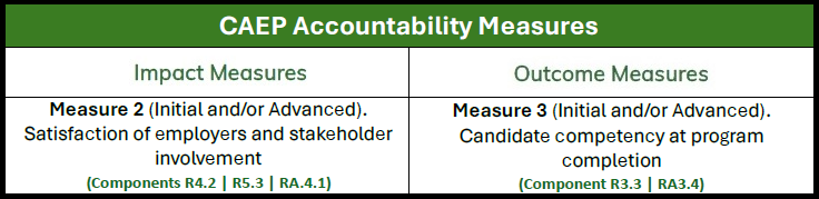 Table depicting CAEP Accountability Measures 2-3
