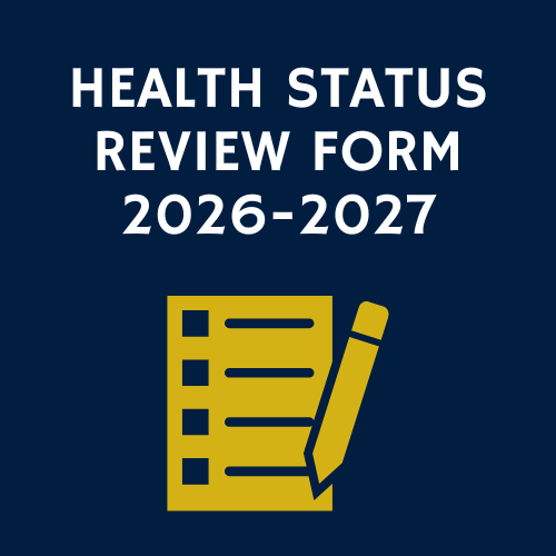 Square Form with Health Status Review Form 2026-2027 written on it. 