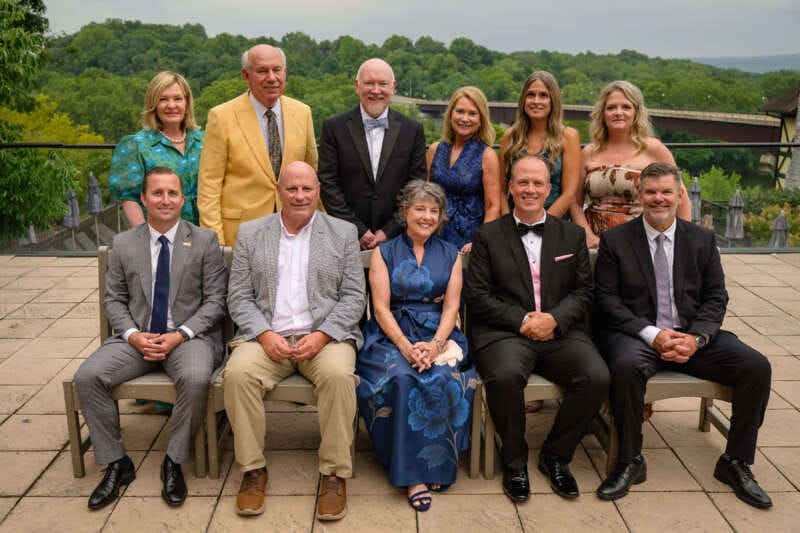 Presenting sponsors for the Annual Scarborough Society Gala pose with Shepherd University president Cameron Wesson, Shepherd University Foundation president Ben Deuell, Scarborough Society president Ann Baronner, and Shepherd University Executive Vice President Sherri Janelle